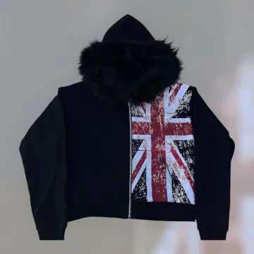 국기 프린트 후드티 블랙 후드퍼 집업 스트릿 그런지 L