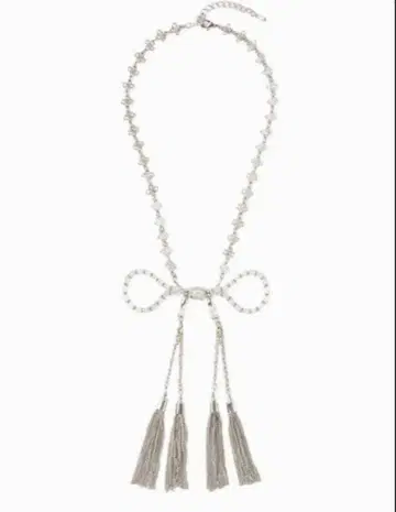 타나카 다이스케 crystal ribbon chain necklace
