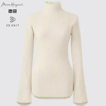 UNIQLO x mame kurogouchi 리브 하이넥 스웨터