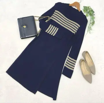 Gabardine K.T 네이비 니트 원피스 슬릿 M 사이즈