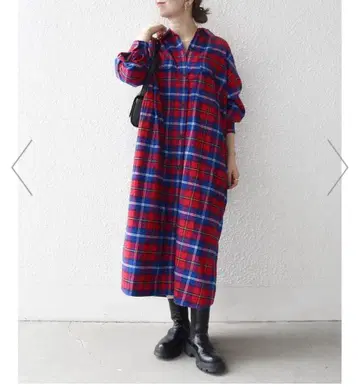 [새상품급] SHIPS any 타탄 체크 롱 셔츠 원피스