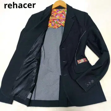 rehacer 레어셀 테일러드 자켓 M 블랙 스트레치 꽃무늬 등 안감