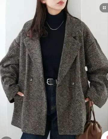 discoat 헤링본 더블 테라 자켓