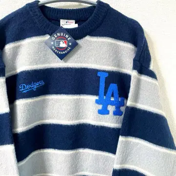 MLB 다저스 사가 자수 긴팔 보더 니트 스웨터 트레이닝복 L