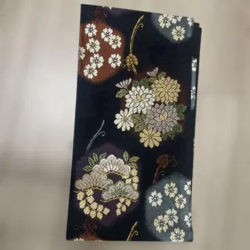 꽃무늬 자수 후쿠로 오비 블랙 베이스 후리소데 호몬기