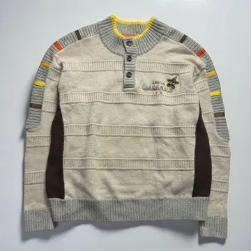 안젤로 가르바스 울 니트 스웨터 하프 버튼 자수 LL 레트로