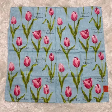 [새상품] hiromichi nakano 손수건 튤립 패턴 스카이블루