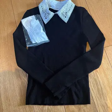 2TYPE 카라 부착 리브 니트 BLACK