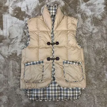 교토 니시카와 다운 베스트 M~L 베이지 깃털 포함 워셔블 미사용