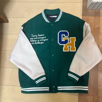 그린 화이트 바시티 자켓 M 사이즈