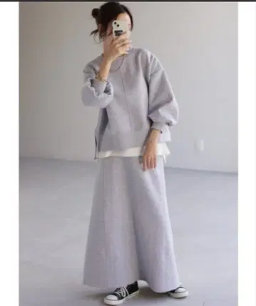 HUG.U 맨투맨 상의 스커트 셋업 그레이