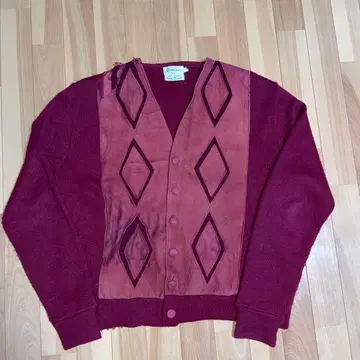 60s~70s USA 스웨이드 절개 Orlon Acrylic 와인 레드