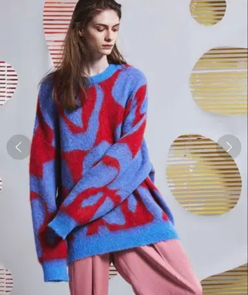 MAISON SPECIAL 지오메트릭 프라임 오버 모헤어 스웨터