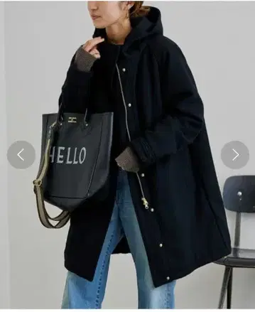 프레임워크 후드 부착 롱 코트 블랙 38