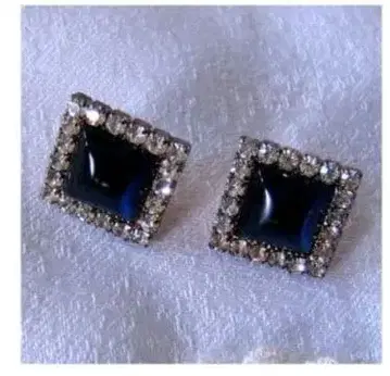 England 데드스탁 빈티지 클리어 큐빅 네이비 귀걸이