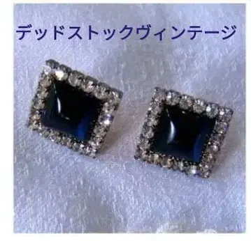 England 데드스탁 빈티지 클리어 큐빅 네이비 귀걸이