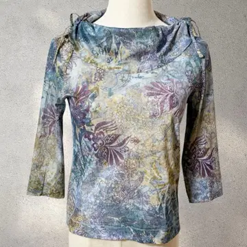 [잔니로 주디체] 36/티셔츠/보태니컬 무늬/블루 계열/시어/긴팔