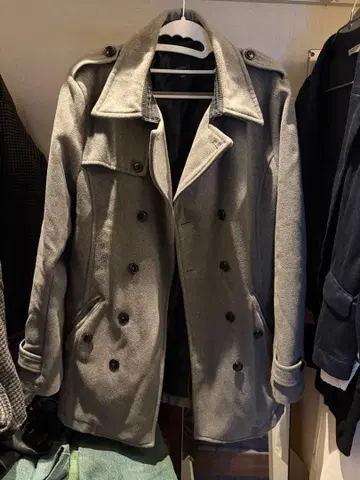 roshell 그레이 피 코트 L 사이즈 멜톤 원단