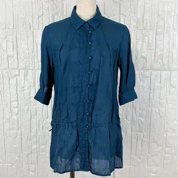 ESPIE 에스피에 블라우스 셔츠 튜닉풍 린넨 블루 계열 [ k36 ]