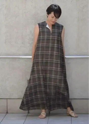 Bed&Breakfast / Slub Cotton Plaid Dress