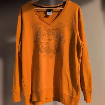 할리데이비슨 큐빅 장식 반팔 티셔츠 여성용 오렌지