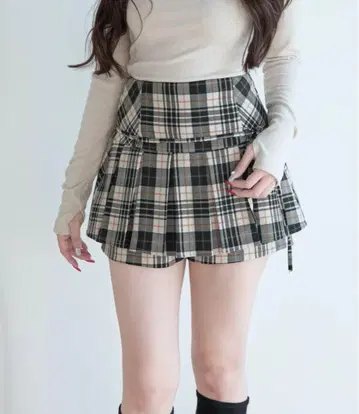 BunnyLis 체크 플리츠 미니 스커트 M