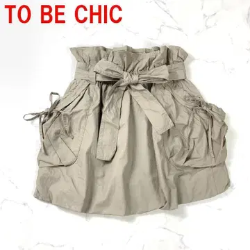 A4225 투 비 시크 미디 스커트 면 벨트 포함 베이지 M 사이즈 상당