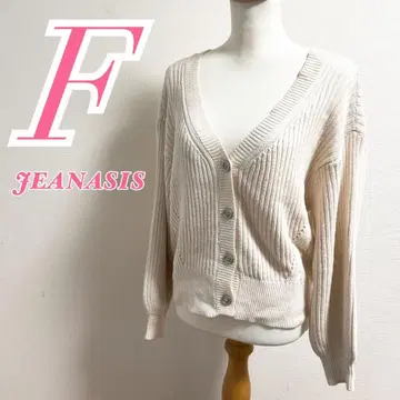 JEANASIS 지나시스 화이트 V넥 가디건 F 아제 페플럼