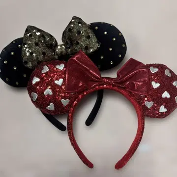 미니 머리띠 블랙 레드 골드 스팽글