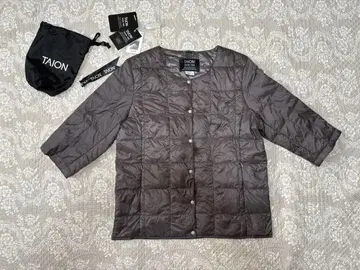 타이온 TAION 7부 소매 다운 자켓 L 그레이 반팔 이너다운