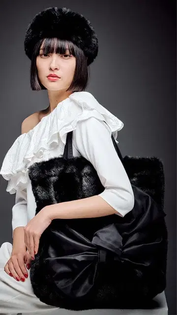 JENNE 리본 에코 퍼 토트