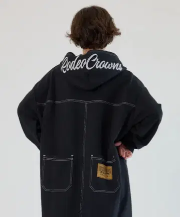 로데오 크라운즈 RCS 컬러 스티치 후드티 원피스 BLACK 롱 원피스