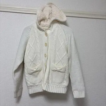 레어! 리즈멜로 보아 안감 리본 니트 후드티 아우터 S