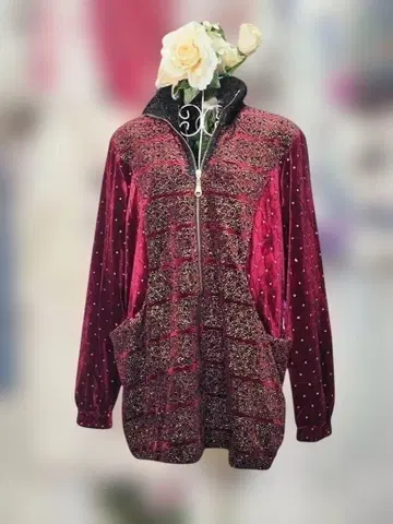 새상품 아이템을 더욱 OFF 고져스 자수 벨벳 집업 재킷