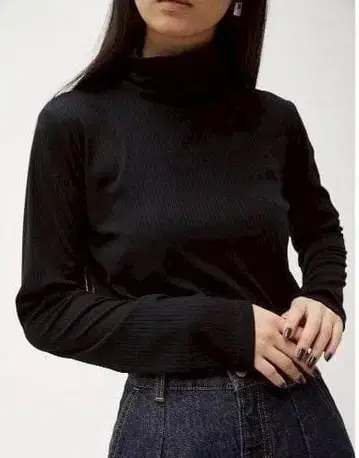 zG466 [ S ] AZUL 니트 긴팔 모크넥 골지