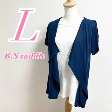 B.S saddle 레이스 상의 L 네이비 화이트 레이어드 스타일