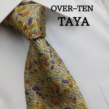 타야 고급 실크 넥타이 올 패턴 베이지