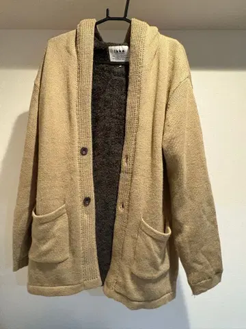 ikka 후드 부착 보아 가디건 M 사이즈 베이지