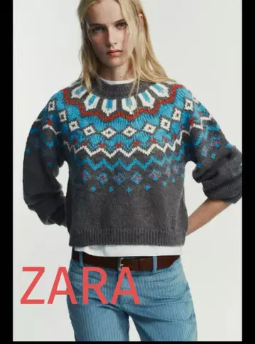 ZARA 자카드 니트 스웨터