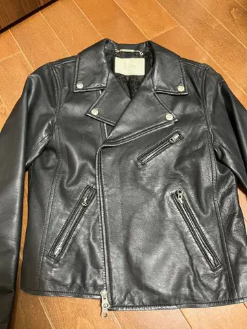 블랙 가죽 더블 라이더 자켓