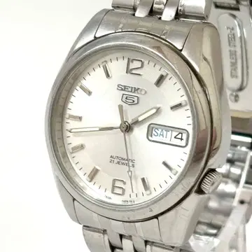 새상품급 작동 SEIKO 5 자동 태엽 뒷면 투명 3침 요일날짜 실버