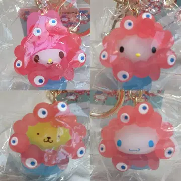 4세트 미야쿠미야쿠 산리오 클리어 변신 키티 키링