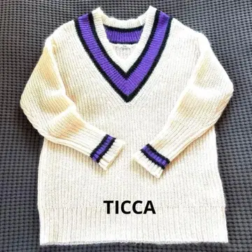 티카 TICCA 오버사이즈 모헤어 칠드런 V넥 스웨터 오프화이트