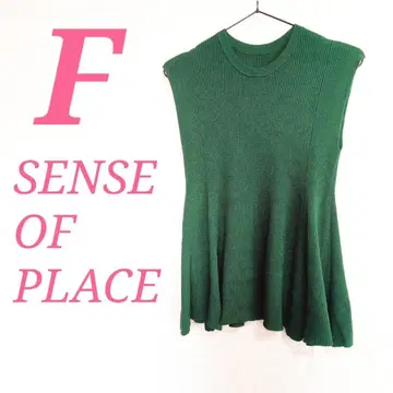 SENSE OF PLACE 플레어 슬리브리스 스웨터 F 그린 A라인