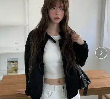 anyonemore 스웨이드 느낌 스탠드 카라 블루종