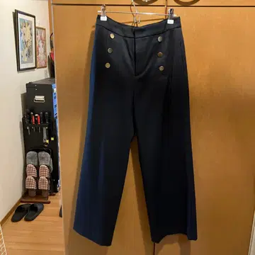 23구 네이비 와이드 팬츠 골드 버튼