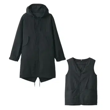 새상품 MUJI labo 라이너 포함 모즈 코트 블랙 S