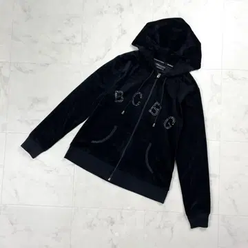 BCBGMAXAZRIA 벨로아 큐빅 후디 긴팔 블랙 M*HD567