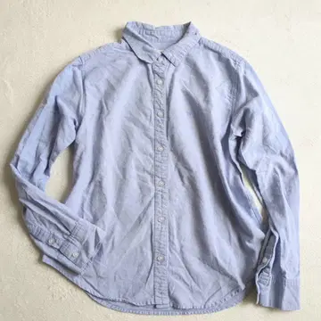 오가닉 코튼 혼방 네이비 내추럴 긴팔 셔츠 자수 내추럴 M