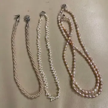 진주 목걸이 세트 화이트 핑크